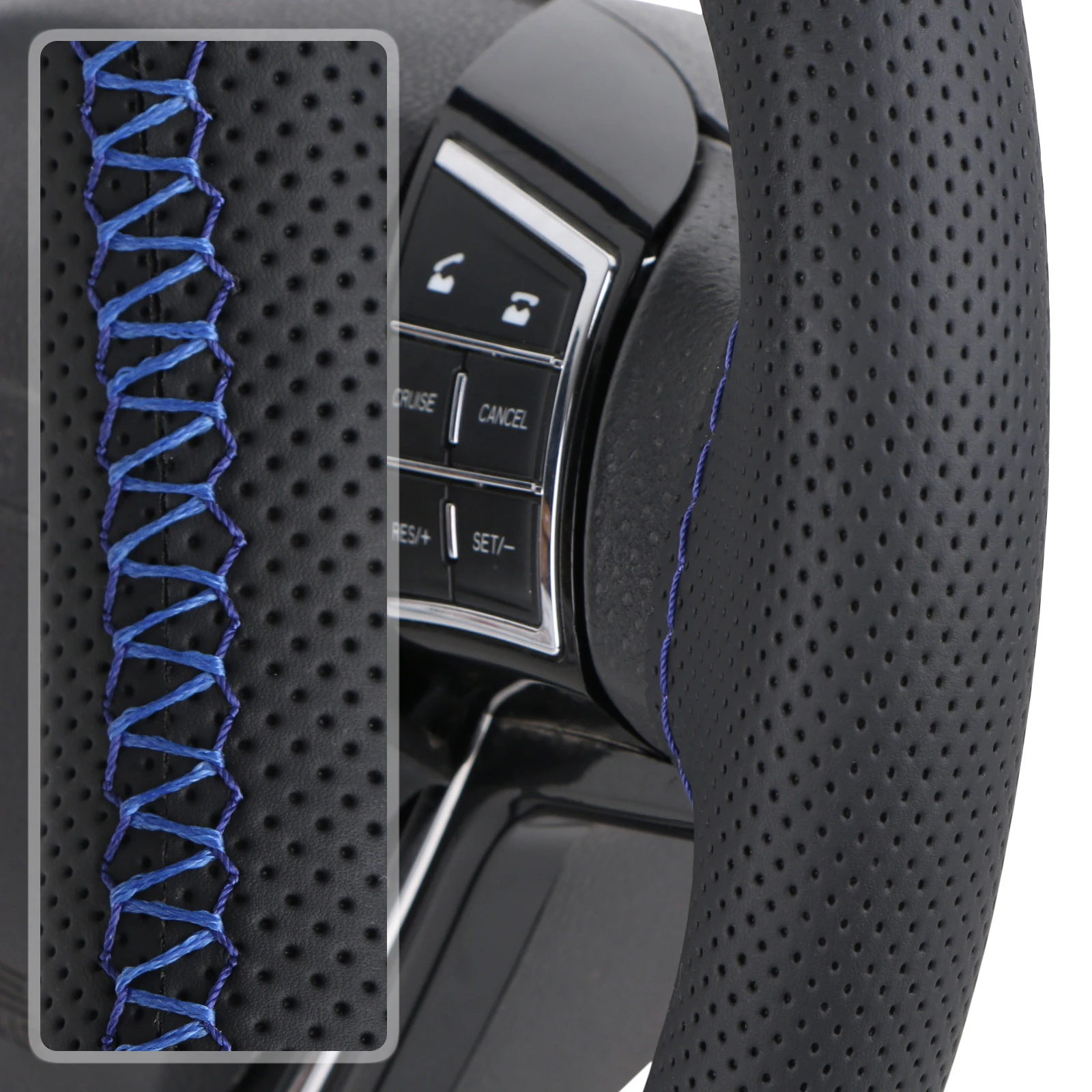 Handmade 37-39cm Car Steering Wheel Cover,Perforated Microfiber Leather, Breathable And Non-Slip Steering Wheel Protector thumbnail 2