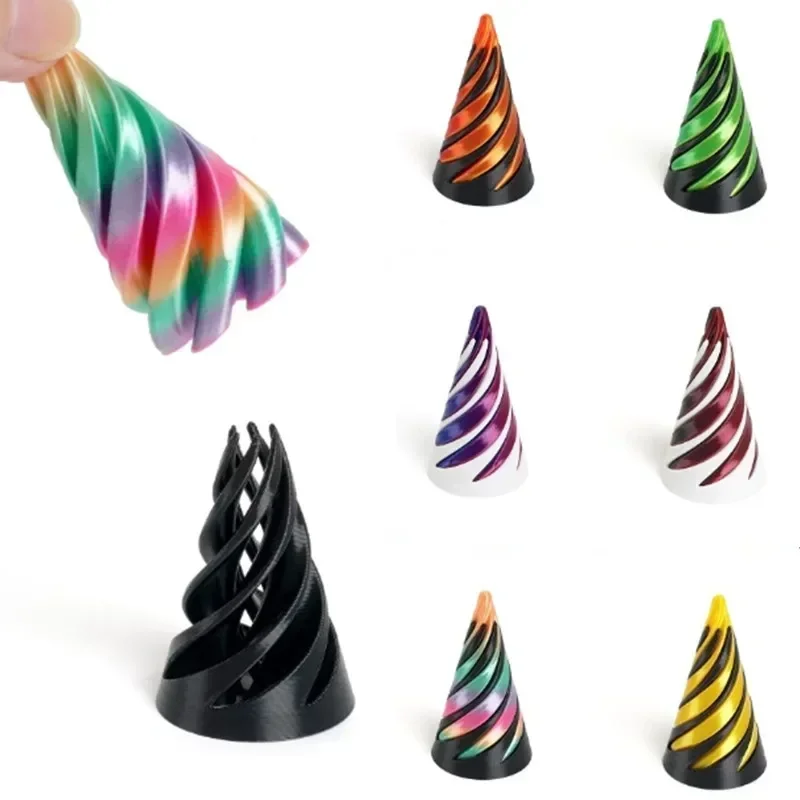 3D Printed Spiral Fidget Toys Decompression Spinning Three-Dimensional Structure Fingertip Dual Color Stress Relief Toy thumbnail 2