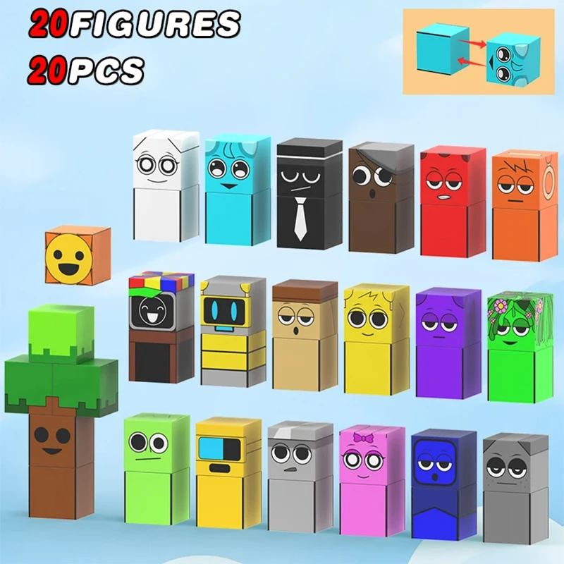 Sprunki Figures Magnetic Blocks Set Build Mine Magnet World Frozen Edition Sensory Toys Princess Castle Birthday Gifts for Kid