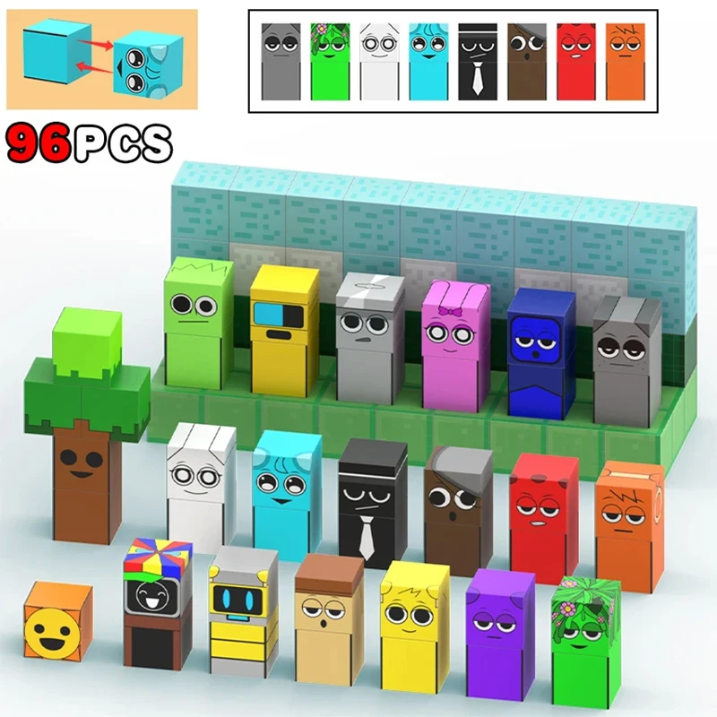 Sprunki Figures Magnetic Blocks Set Build Mine Magnet World Frozen Edition Sensory Toys Princess Castle Birthday Gifts for Kid thumbnail 4