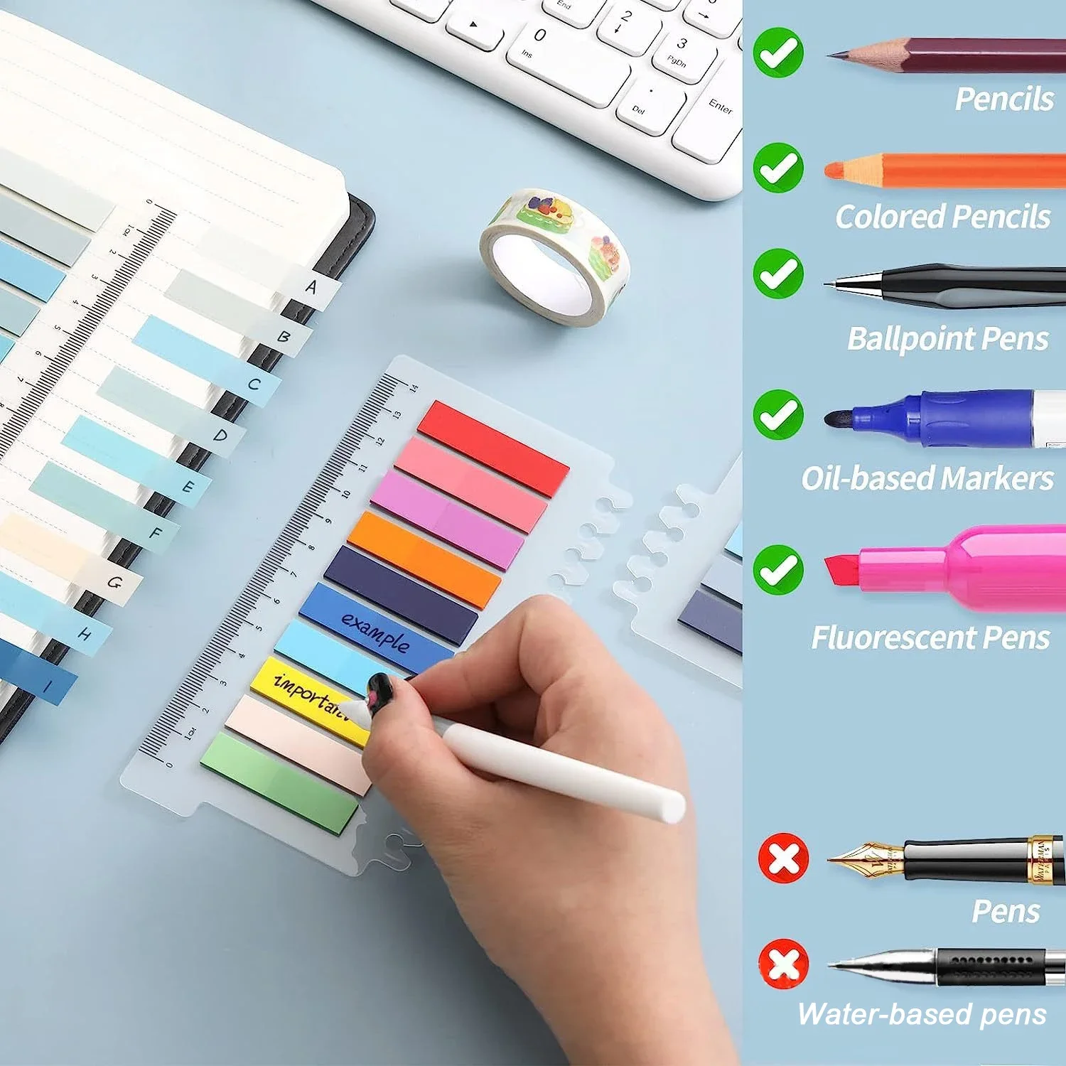 200Sheets Morandi Transparent Index Notes Paper Tabs Sticky for page Marker Planner Stickers Strip Sticky Office School Supplies thumbnail 3