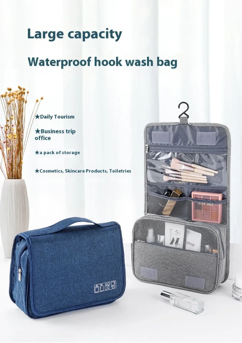 Foldable Toiletry Bag Organizer Hanging Storage Bathroom Makeup Case Cosmetic Bag Travel For Travel Business thumbnail 6