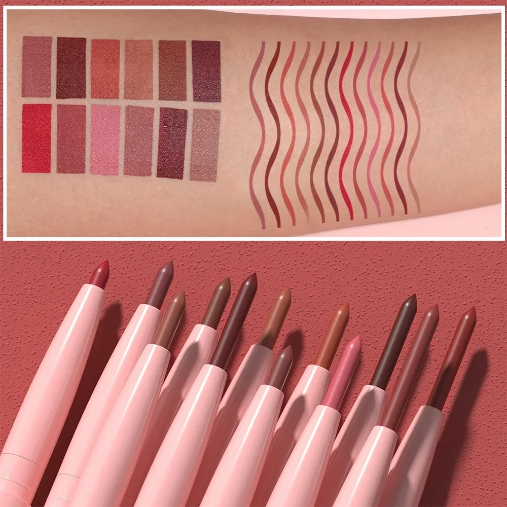 Tapered Nib Lip Liner Pencil Matte Red Brown Plumping Lip Stain Lasting Waterproof Fine Lipstick Slim Lip Outline Contour Makeup thumbnail 4
