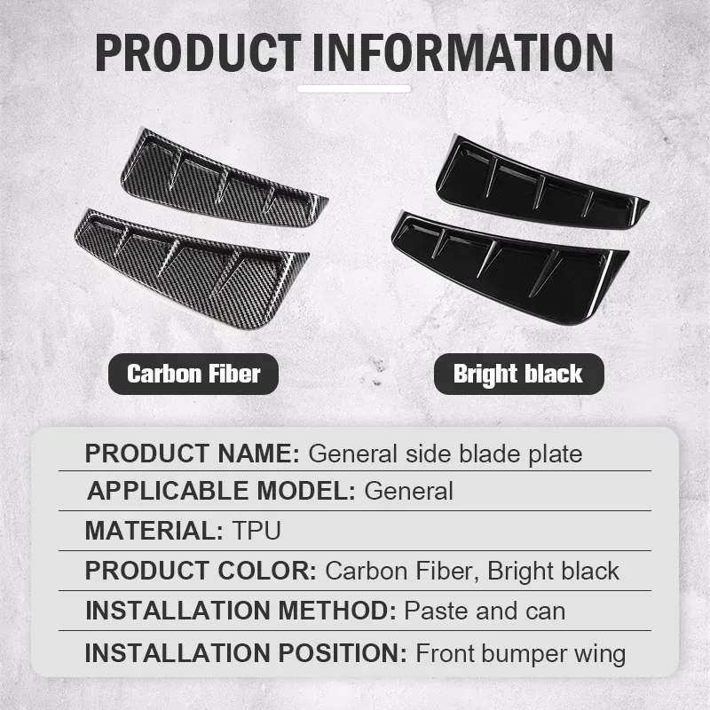 Universal Automobile Side Wing Leaf Panel Accessories Side Air Outlet Trim Flow Hood Exterior Style Decorative Car Decal thumbnail 3