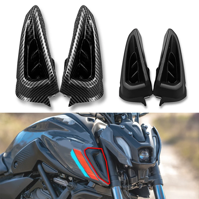 MT07 FZ07 Motorcycle Carbon Fiber Side Fuel Tank Grille Air intake Body Kit Fairing Fit For YAMAHA MT-07 2021 2022 2023 2024