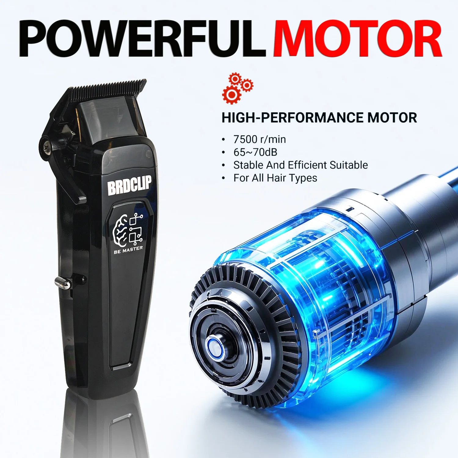 BRDCLIP Professional Electric Hair Clipper BRD 106 Hair Trimmer for Man 7500RPM with Base 5-adjusted DLC Blade Barber Machine thumbnail 3