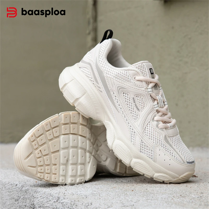 Baasploa Women Sports Shoes Outdoor Lightweight Breathable Jogging Sneakers Female Casual Mesh Anti-slip Lace Up Running Shoes thumbnail 2
