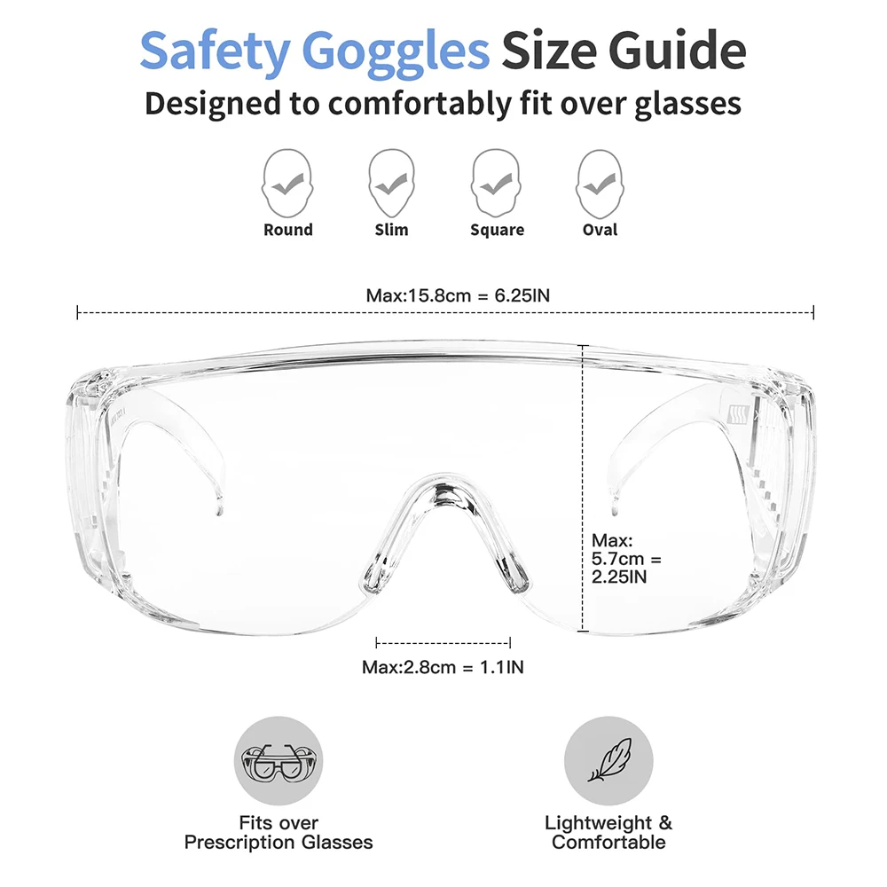 OTG Clear Safety Goggles Wrap Around ANSI Z87 Anti Fog Protective Glasses industrial Eyewear Work Construction Eye Protection thumbnail 5