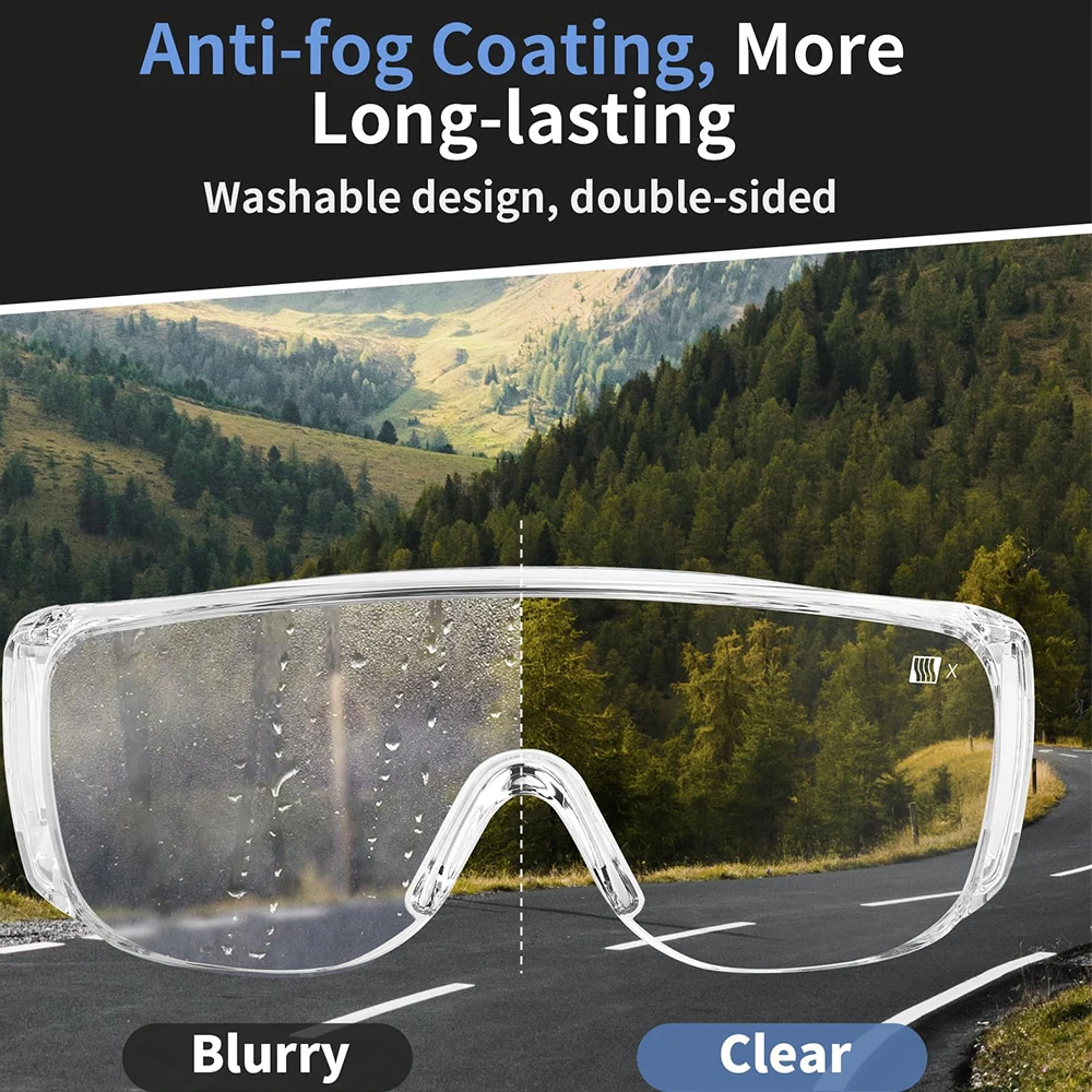 OTG Clear Safety Goggles Wrap Around ANSI Z87 Anti Fog Protective Glasses industrial Eyewear Work Construction Eye Protection thumbnail 6