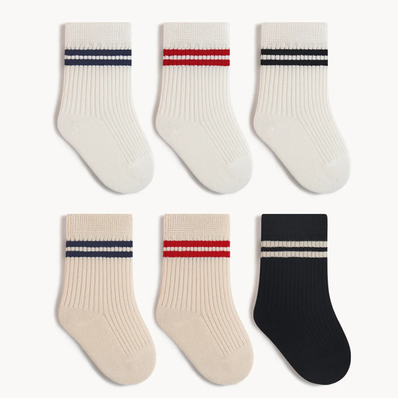 Spring Mid Tube Baby Socks Sport Soft Children Kids Socks Breathable Kids Boys Girl Socks Strip Mid Tube Socks thumbnail 6