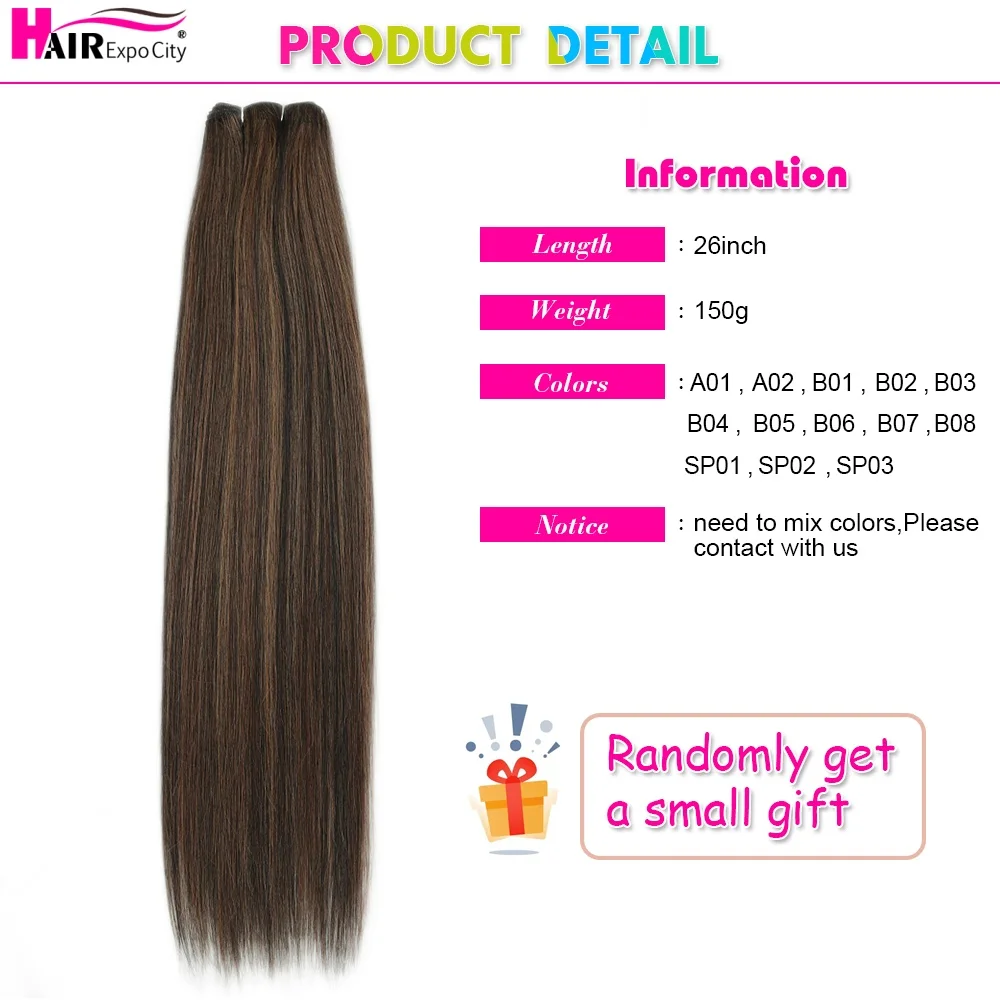 Bone Straight Synthetic Hair Bundles Ombre Blonde Hair Weft Super Long 26 Inch Straight Hair Weave Extensions Hair Expo City thumbnail 4