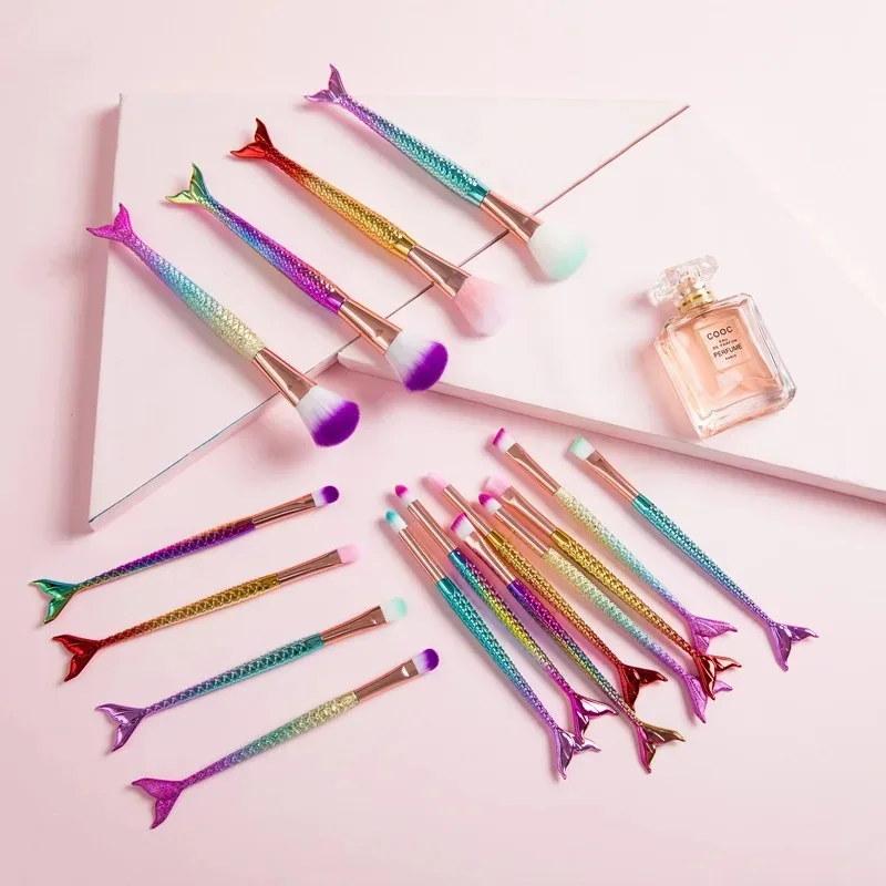 Four-piece Suit Mermaid Makeup Brush Fiber Colorful Soft Hair Loose Powder Brush Beauty Makeup Tools thumbnail 3