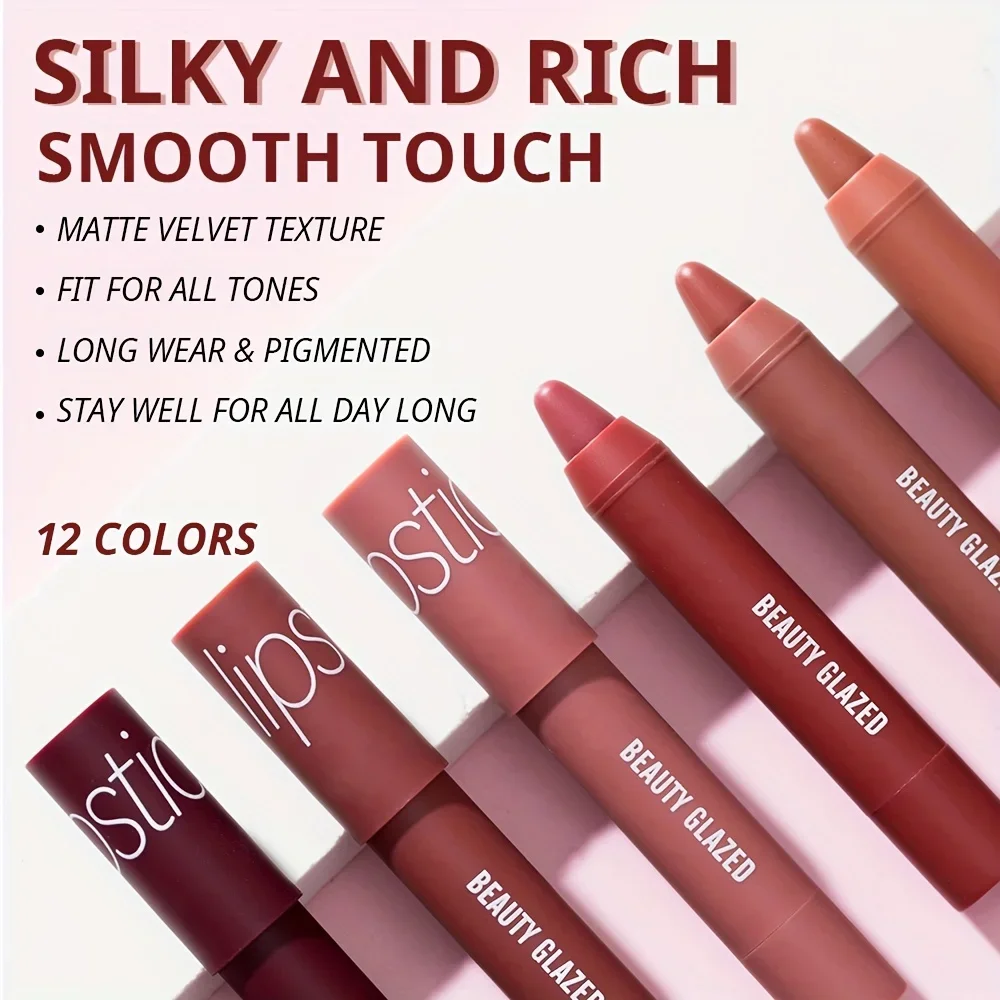 BEAUTY GLAZED 12 Colors Long-Lasting Waterproof Non-Stick Matte Lipstick Pen thumbnail 3