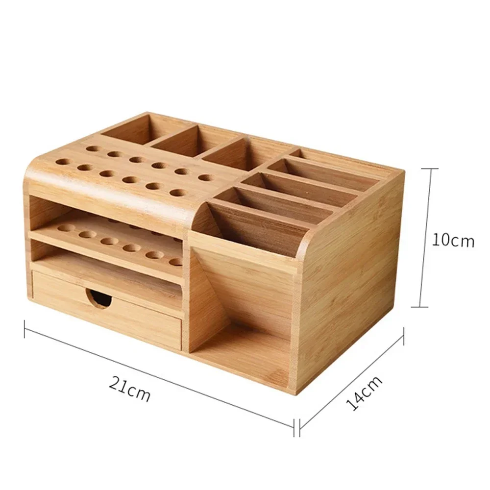 Wooden Multifunctional Storage Box Screwdriver Tweezers Multi Compartments Desktop Stationary Small Pens Markers Brushes Tools thumbnail 6