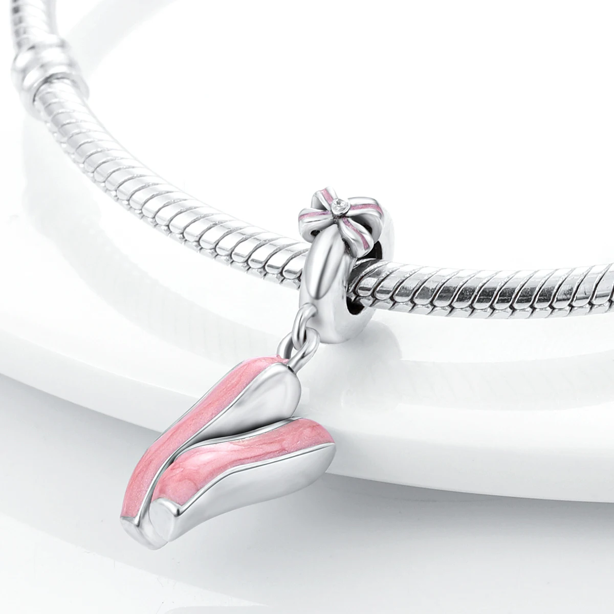 925 Silver Charms Skirt Ballet Shoes Pink Pendants Fit Original Bracelet Beads Diy For Woman Jewelry thumbnail 2