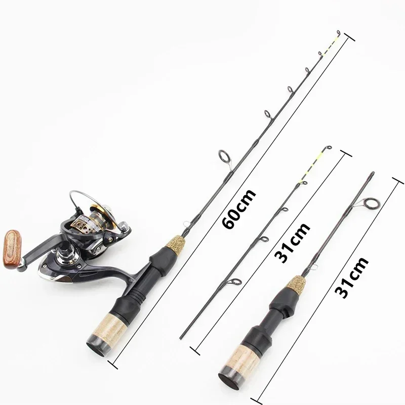 60cm 2 Tips Rod Reel Combos Winter Ice Fishing Rod Fishing Reel set  Pole Tackle Carbon pole Ice fishing rod New thumbnail 6