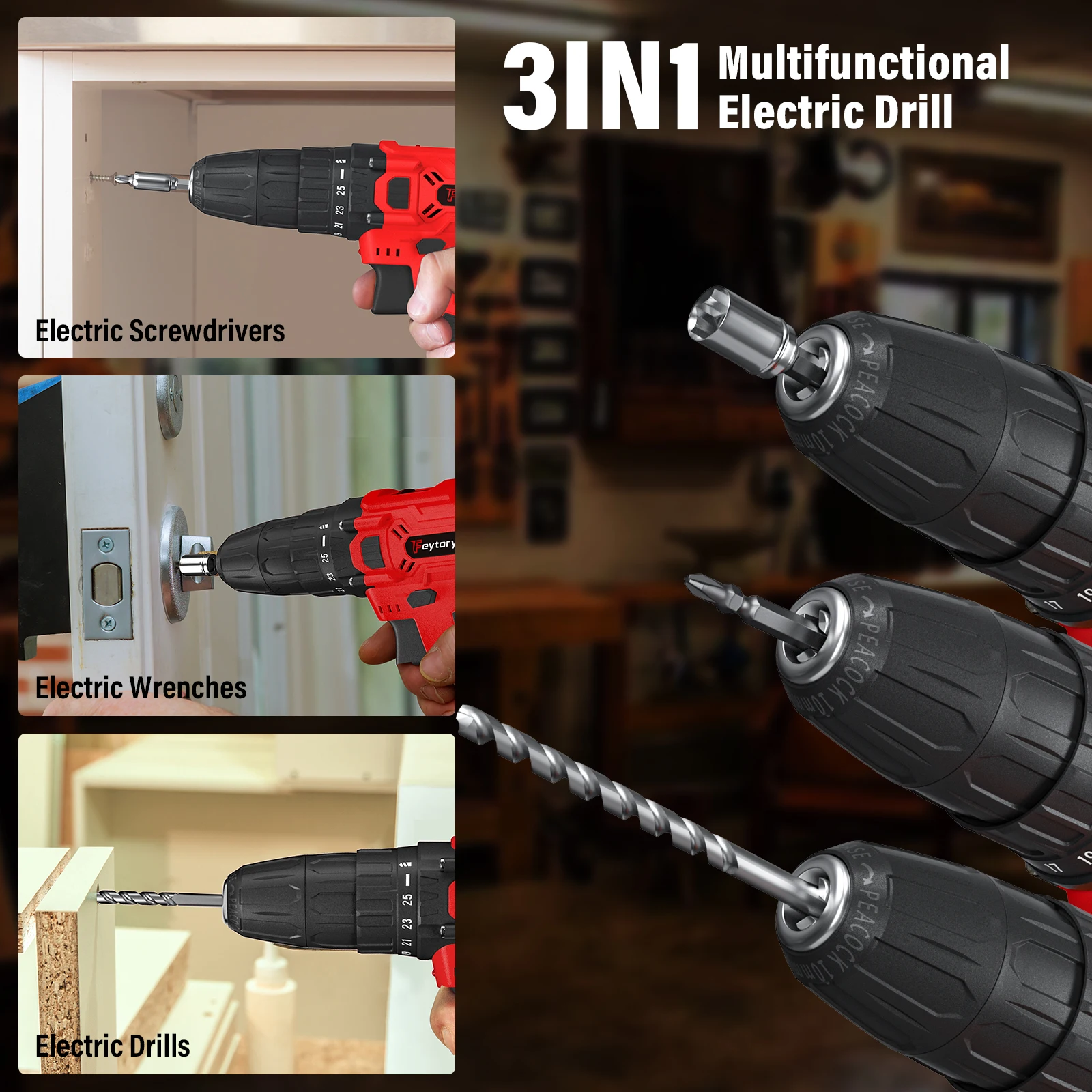 21V Cordless Drill,45Nm Electric Screwdriver Set with 29PCS Accessories, 2 Variable Speed for Home DIY Project Kit thumbnail 5