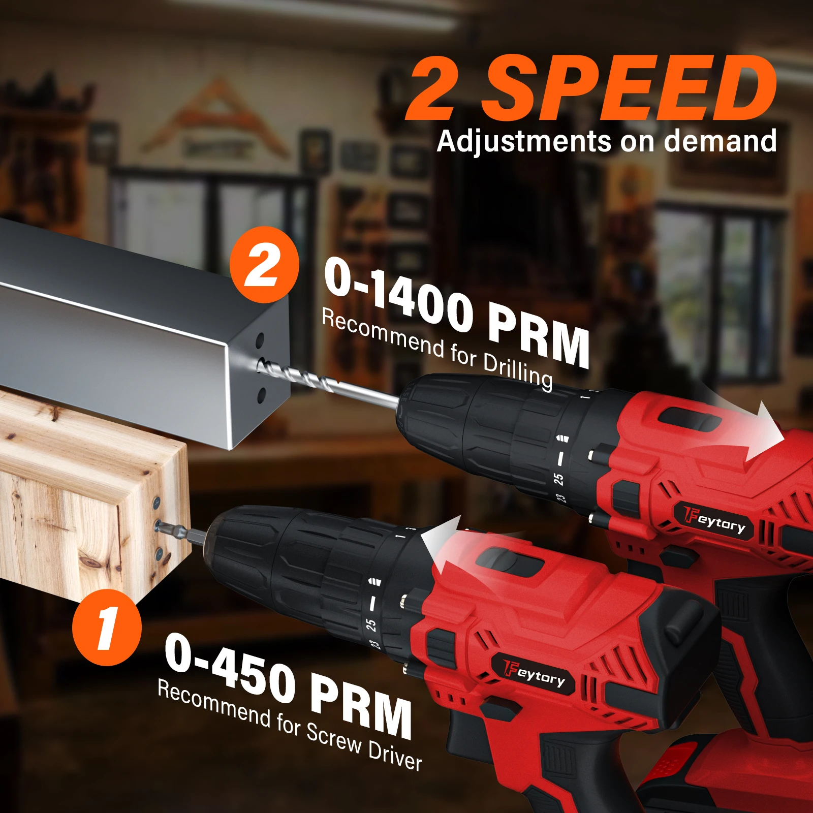21V Cordless Drill,45Nm Electric Screwdriver Set with 29PCS Accessories, 2 Variable Speed for Home DIY Project Kit thumbnail 4