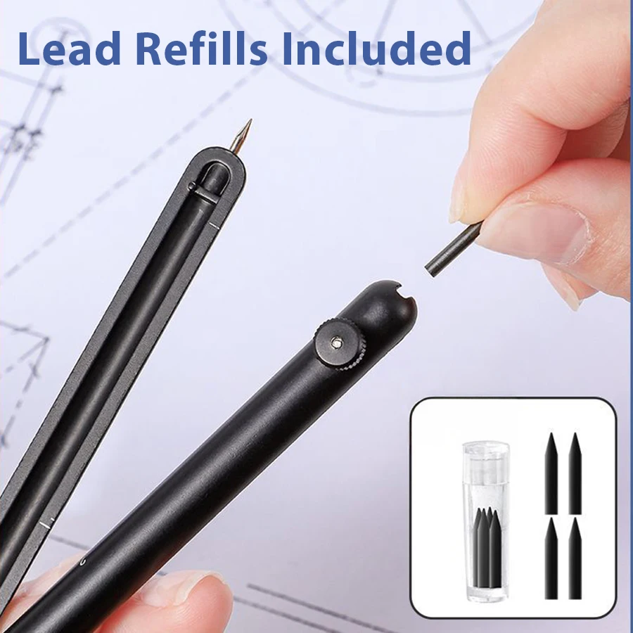 Geometry Precise Drawing Digital Radius Compass Set With Protective Cover 4 Extra Leads Refills for School Students Office thumbnail 5