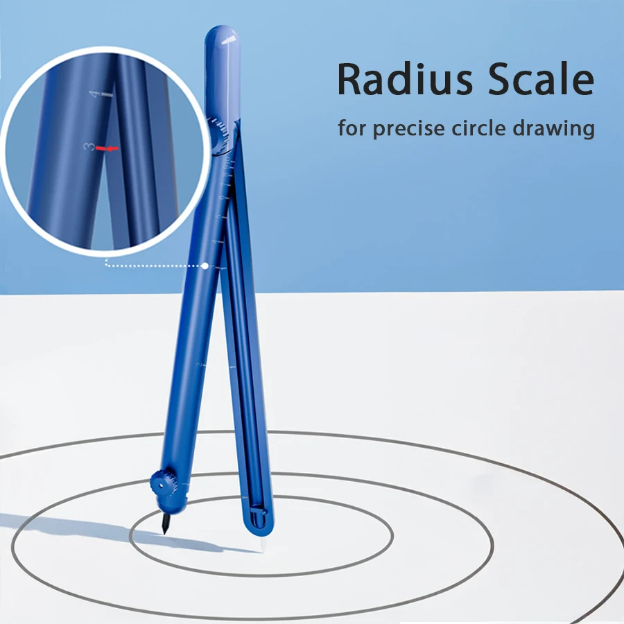 Geometry Precise Drawing Digital Radius Compass Set With Protective Cover 4 Extra Leads Refills for School Students Office thumbnail 3