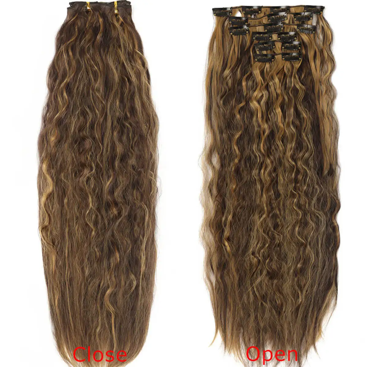Synthetic Curly Clip In Hair Extensions 6PCS Set Corn 22inch Long Clip On Hairpiece Corn Wavy Style For Women Girls Daily Party thumbnail 2