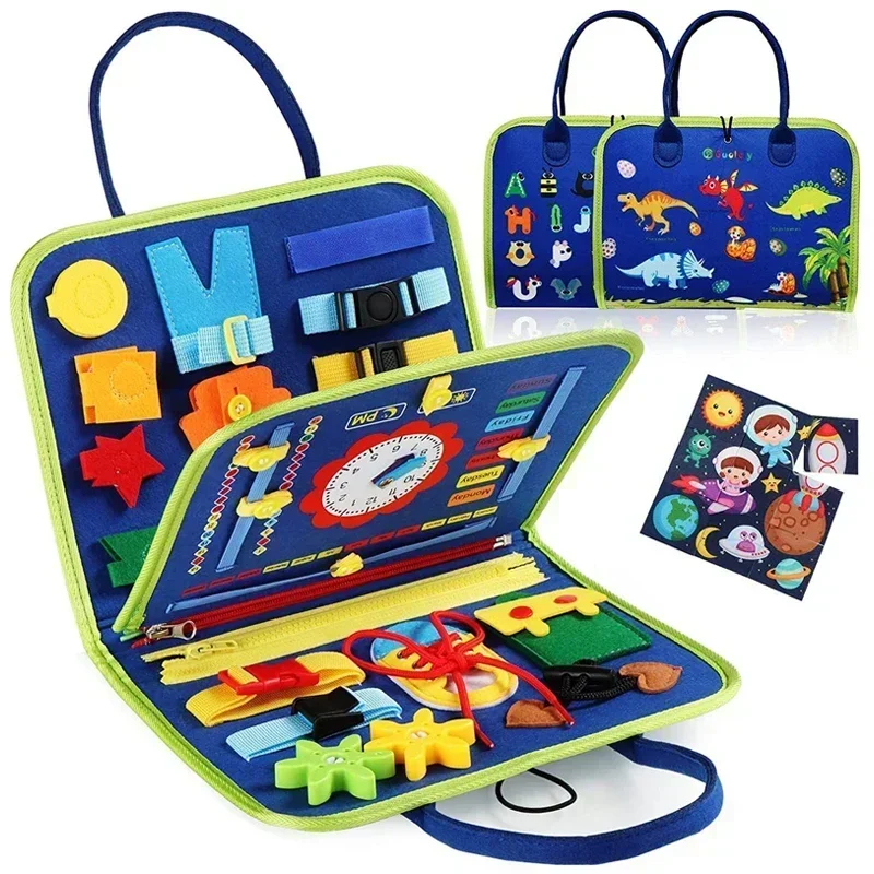 Montessori Kids Travel Toy Felt Activity Quiet Busy Board for Basic Dress Motor Skill Activity Educational Sensory Learning Book thumbnail 3