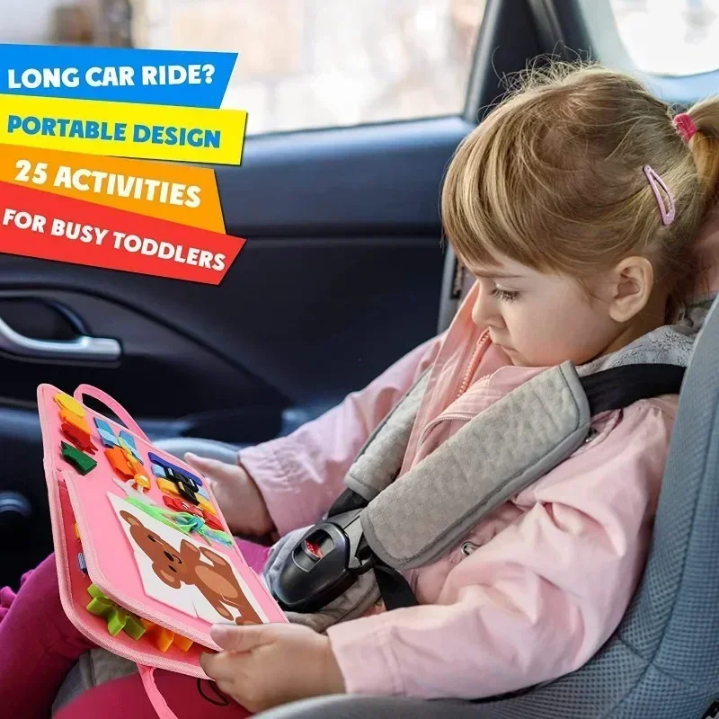 Montessori Kids Travel Toy Felt Activity Quiet Busy Board for Basic Dress Motor Skill Activity Educational Sensory Learning Book thumbnail 5