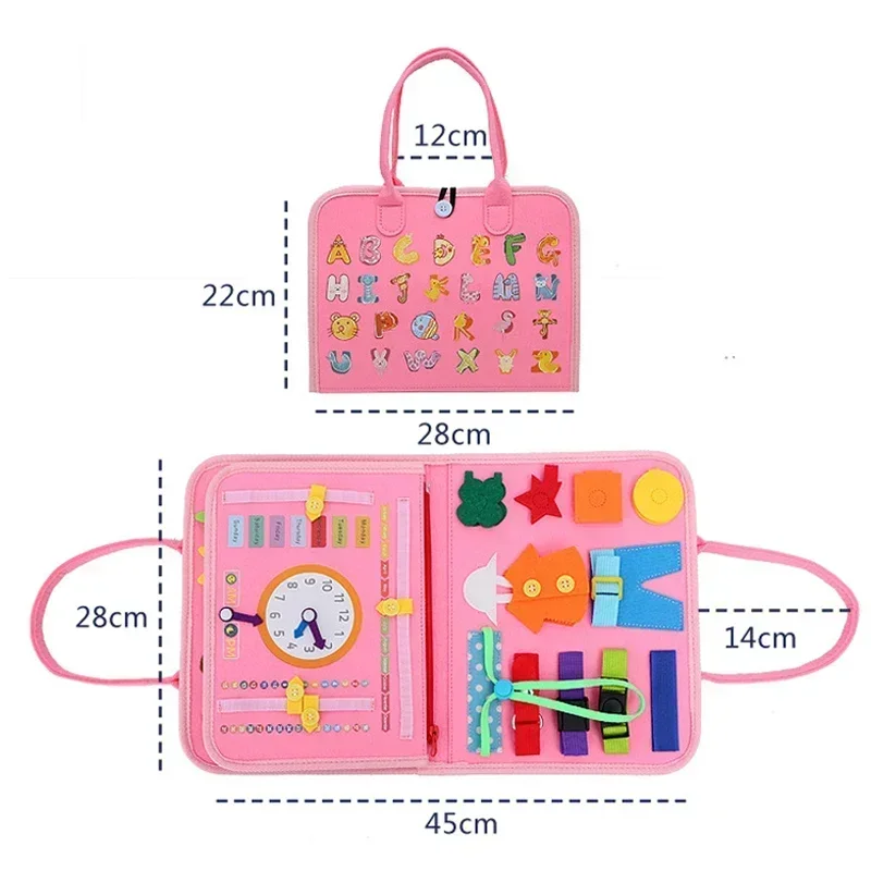 Montessori Kids Travel Toy Felt Activity Quiet Busy Board for Basic Dress Motor Skill Activity Educational Sensory Learning Book thumbnail 6