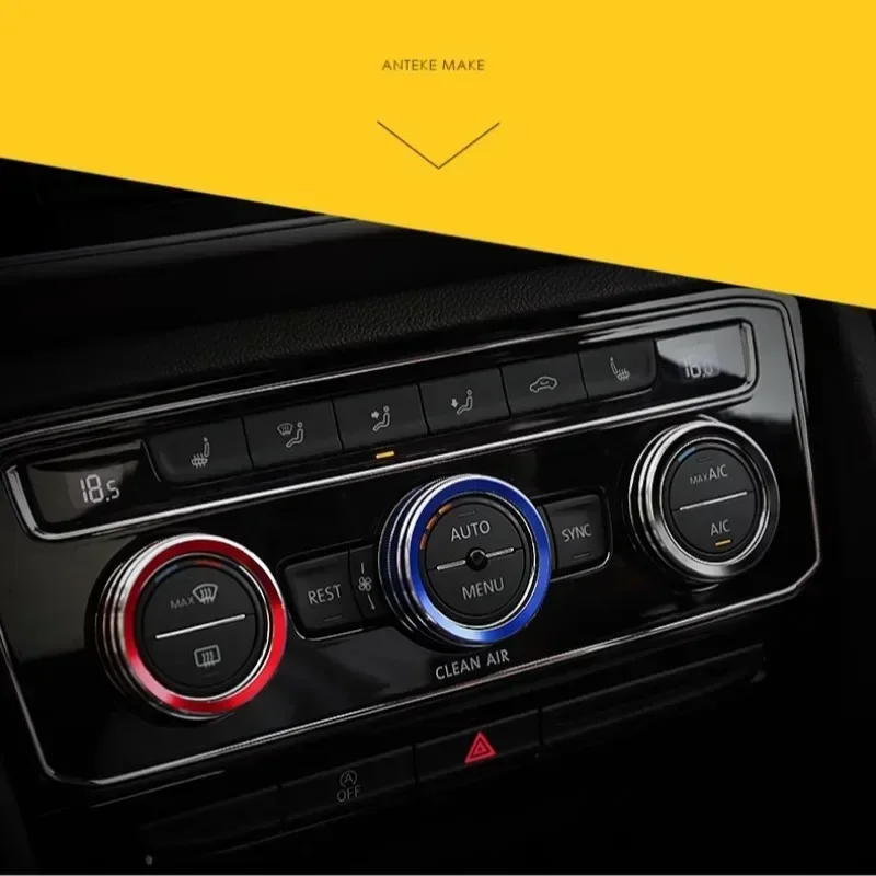 Auto Car AC Control Ring Trim Cover Car Interior Accessories For VW Tiguan Atlas T-roc Ateca FR Passat B8 Variant 2017-2019 thumbnail 5