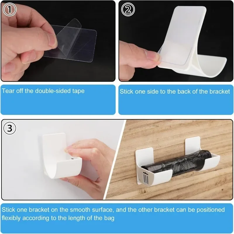 20/2pcs Trash Bags Shelf Holder Wall Mounted Plastic Bag Film Container DispenserGarbage Bag Storage Box Organizer For Kitchen thumbnail 5