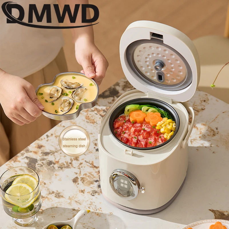 Mini Electric Rice Cooker Multifunction Soup Porridge Stew Pot 1.2L Rice Cooking Machine Non-stick Liner Hot Pot Cooking Pot thumbnail 3