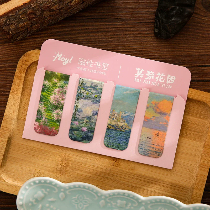 4 Pcs/set Magnetic Bookmark Museum Series Antique Art Page Famous Painting Van Gogh Folder for Books Readers Stationery Supplies thumbnail 6