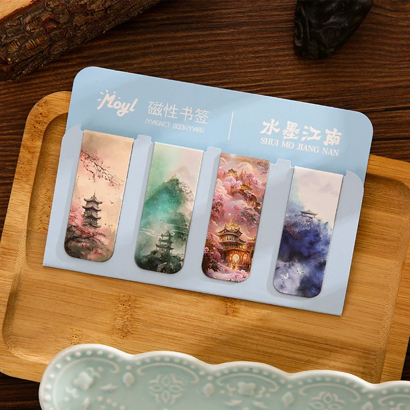 4 Pcs/set Magnetic Bookmark Museum Series Antique Art Page Famous Painting Van Gogh Folder for Books Readers Stationery Supplies thumbnail 5