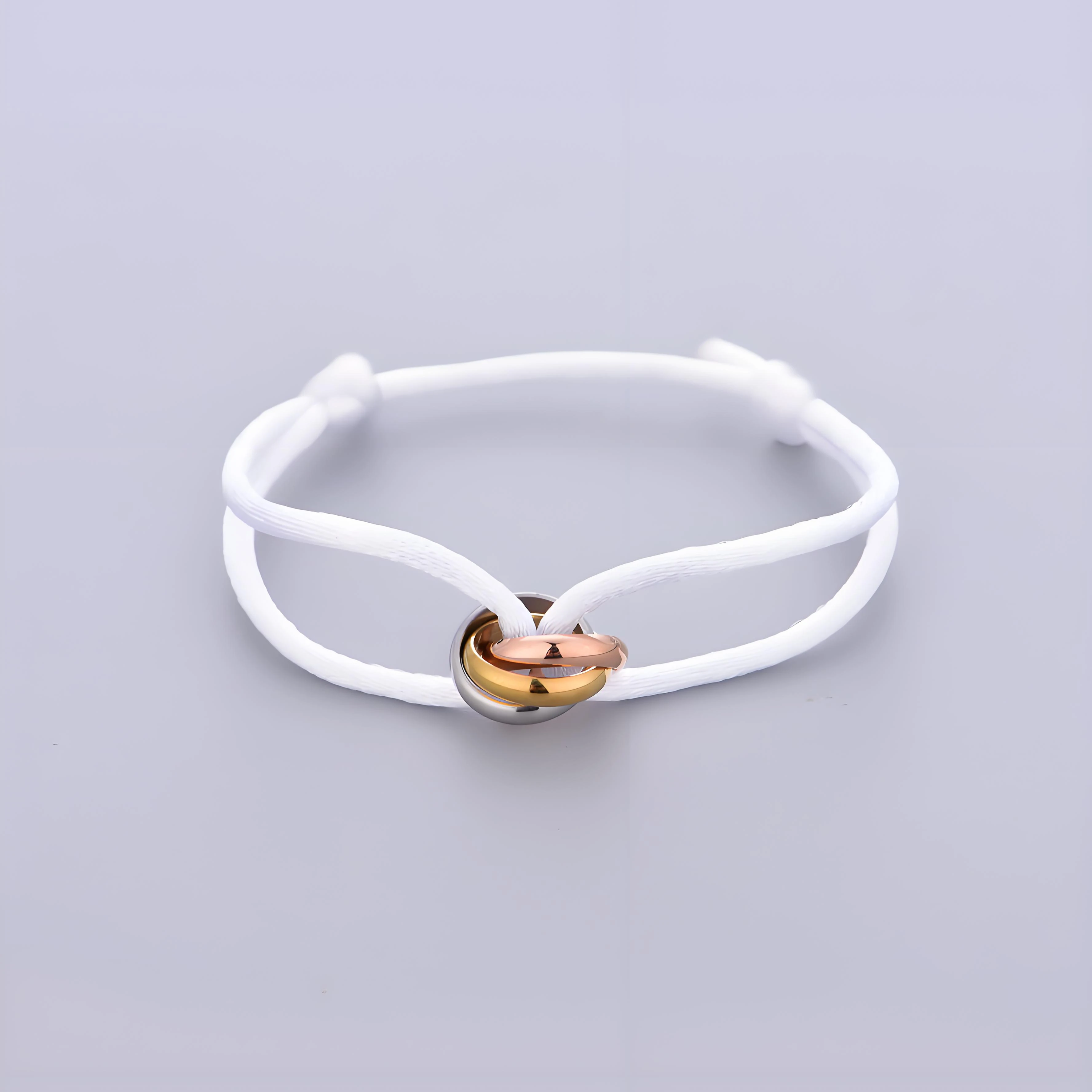 Trinity Bracelet Stainless Steel Circle Women's Bracelet Different Colors of Rope Classic Popular Tricolor GradientJewelry thumbnail 5