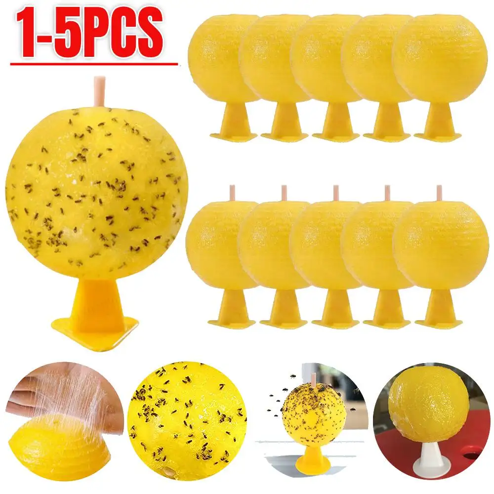 1-5PCS Ball Fruit Fly Catcher Pest Control Sticky Trap Kitchen Insect Trap Ball Orchard Supermarket Mosquito Collector
