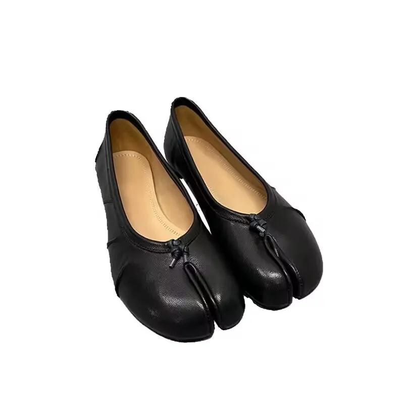 Fashion Hot PU Leather Tabi Shoes Women Handmade Women Flats High Quality Shoes Luxury Design Split-Toe Mules Shoes thumbnail 5