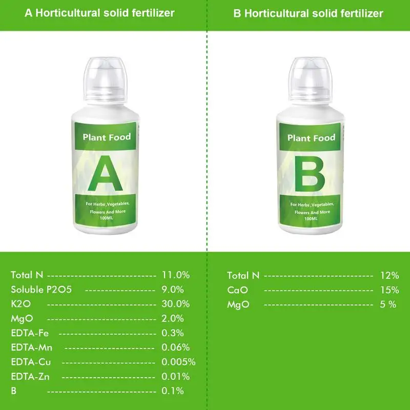 Hydroponic Nutrients Fertilizer AB Solution Set Hydroponic Garden Plant Food Plant Fertilizer For Flowers Vegetables Nutrients thumbnail 5