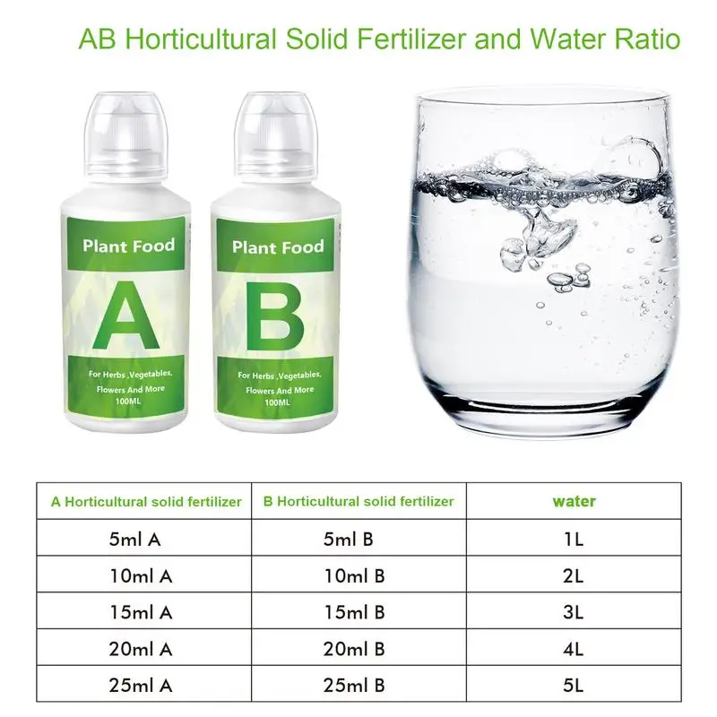 Hydroponic Nutrients Fertilizer AB Solution Set Hydroponic Garden Plant Food Plant Fertilizer For Flowers Vegetables Nutrients thumbnail 6