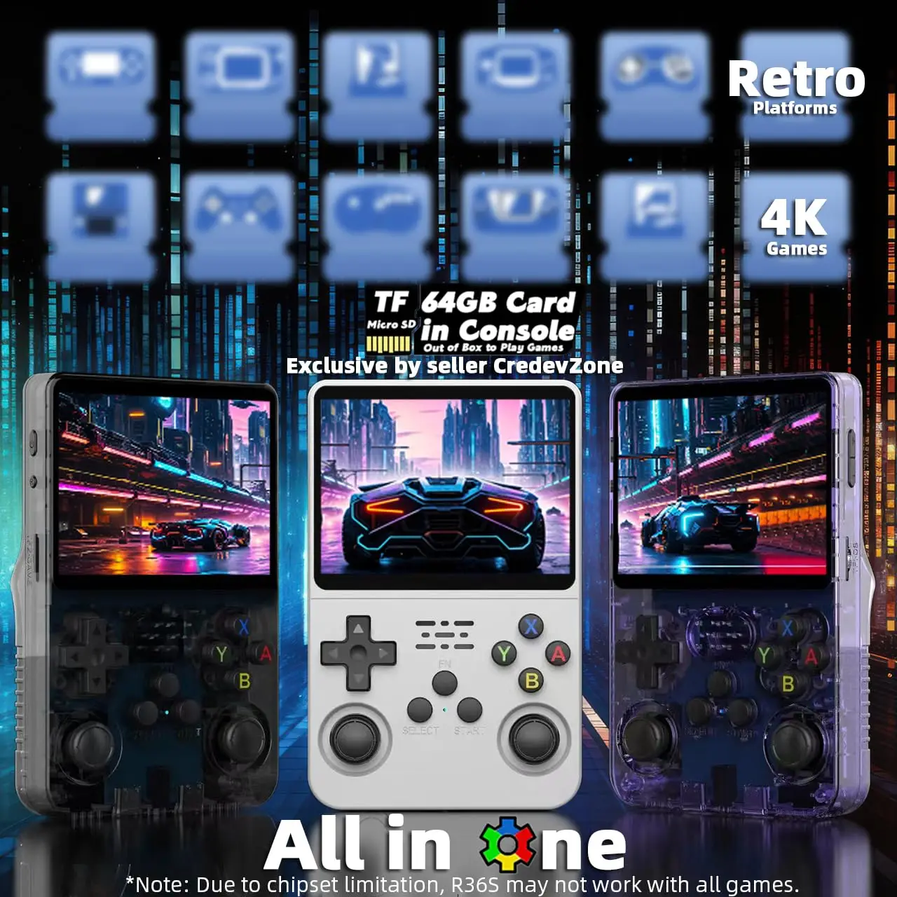 R36S Retro Game Console Handheld Video Arkos 2.0 System 3.5 Inch Single Card Portable Pocket Video Player 64GB 128GB 20000 Games thumbnail 3
