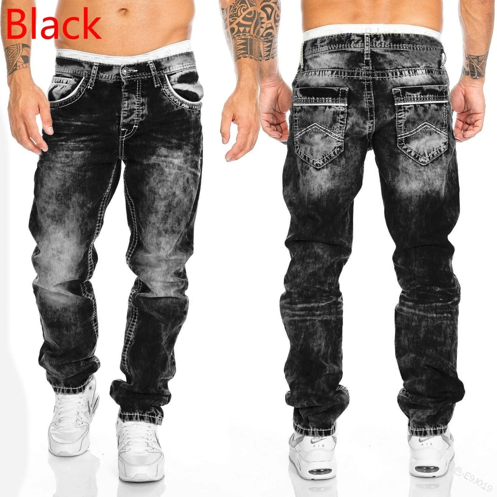 New 2025 high-quality Fashion Casual Cotton Business Black Denim Pants Male Trousers Men's Stretch Regular Fit Jeans S-XXXL thumbnail 3