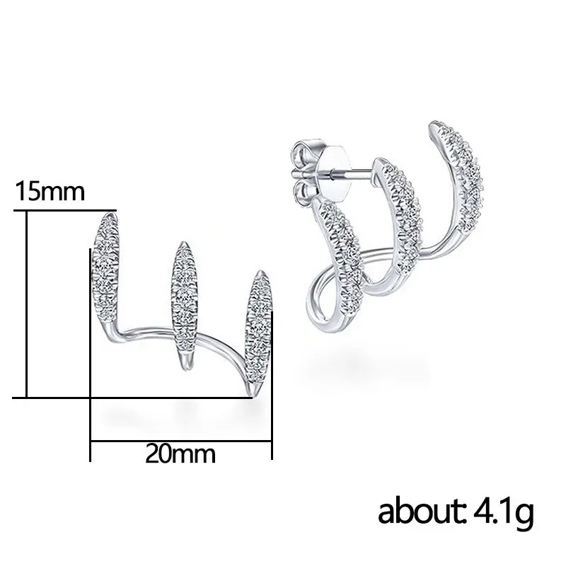 925 Sterling Silver Claws Stud Earrings with Crystal Gold Earring AAA Stone Modern Design Fashion Accessories Women 2025 Jewelry thumbnail 3