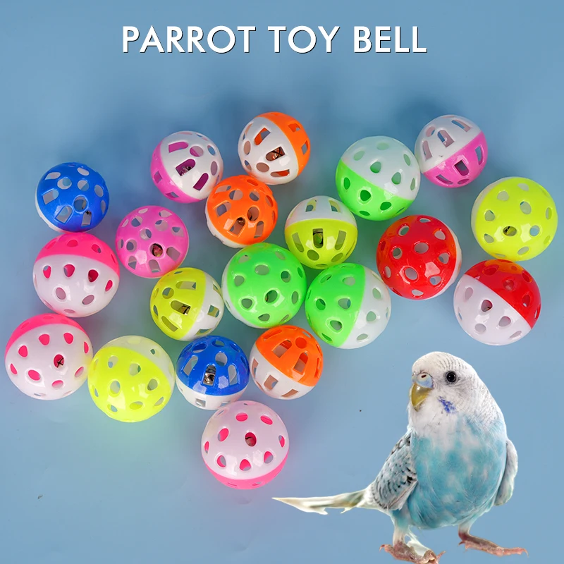 10pcs Pet Parrot Toy Colorful Hollow Rolling Bell Ball Bird Toy Parakeet Cockatiel Parrot Chew Cage Fun Toys Pet Bird Supplies