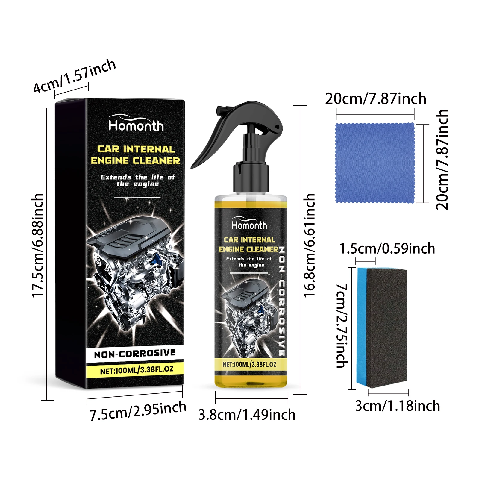 Motorcycle Engine Waterless Foam Cleaner, Heavy Duty Grease Remover, No Wipe Head, Car Engine Compartment Degreaser Tools thumbnail 6