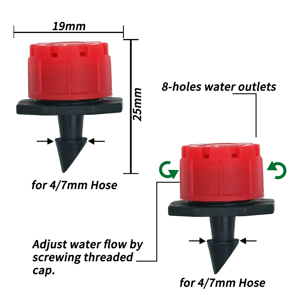 Garden 1/4'' Drip Irrigation Kit Automatic Watering System Nozzles for Farmland Bonsai Plant Flower Vegetable Greenhouse thumbnail 2