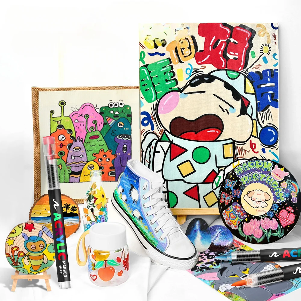 12/24/36/48Colors/set Acrylic Marker Pen Paint Brush Pen Painting Coloring Pen DIY Graffiti Art Making School and Office Supplie thumbnail 5