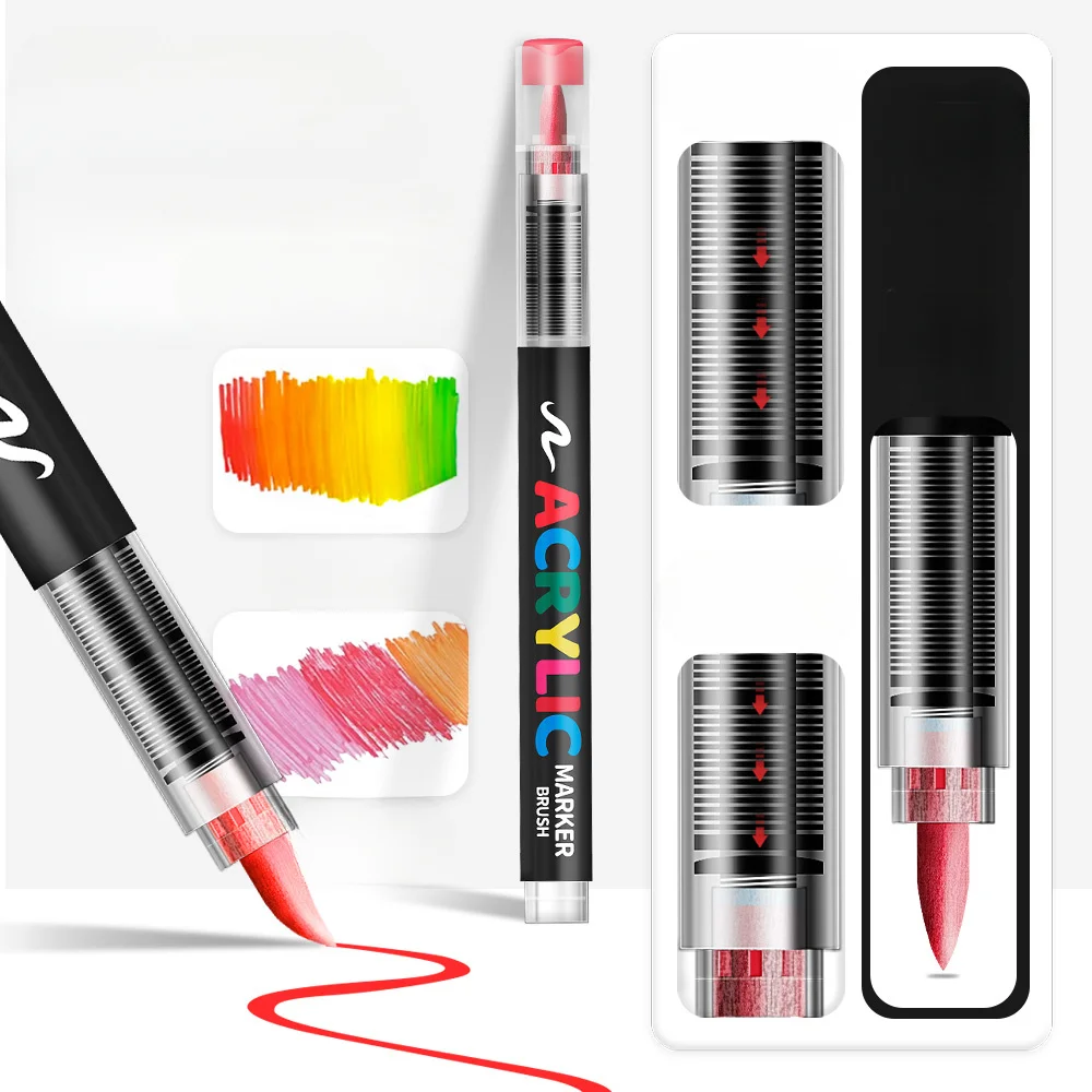 12/24/36/48Colors/set Acrylic Marker Pen Paint Brush Pen Painting Coloring Pen DIY Graffiti Art Making School and Office Supplie thumbnail 4