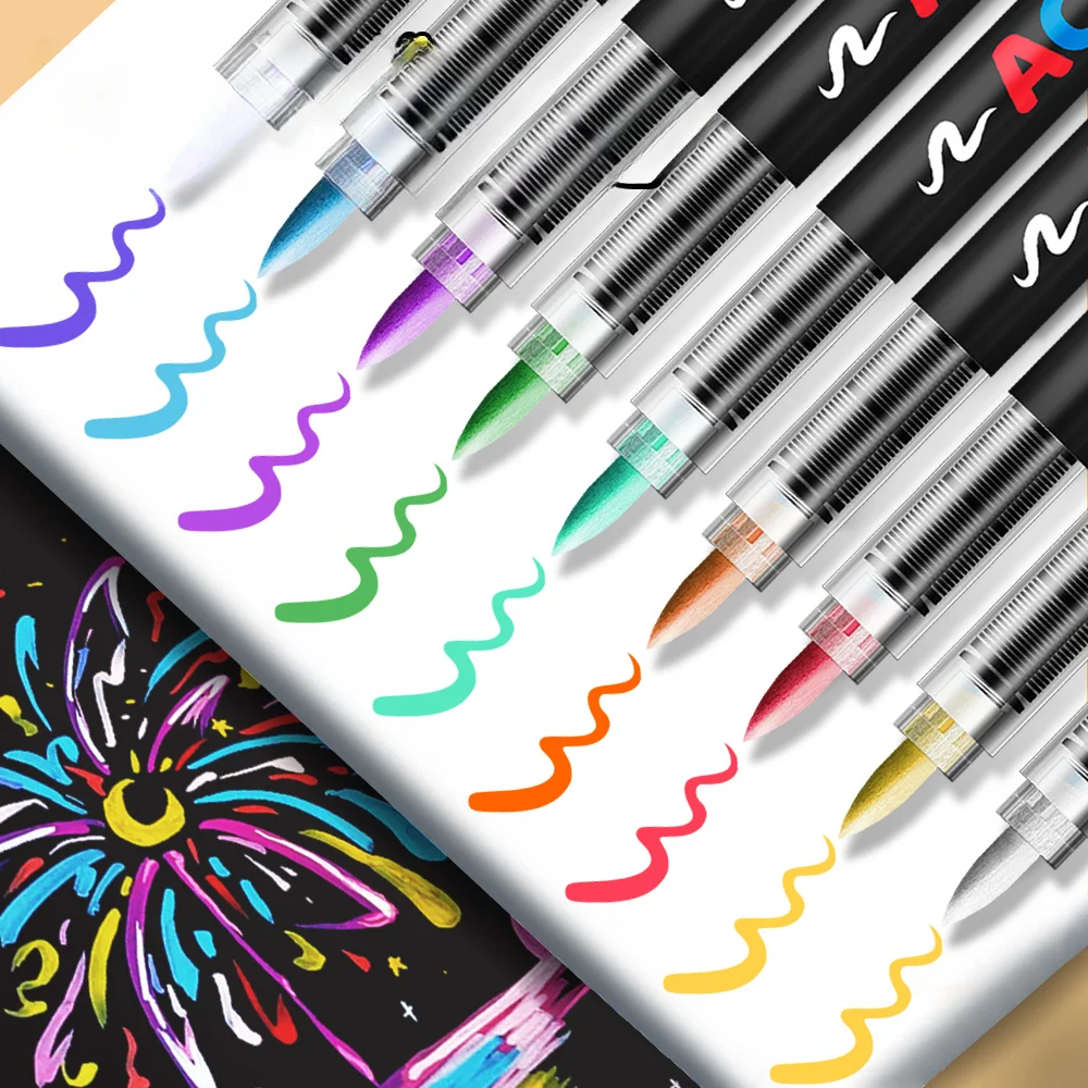 12/24/36/48Colors/set Acrylic Marker Pen Paint Brush Pen Painting Coloring Pen DIY Graffiti Art Making School and Office Supplie thumbnail 6