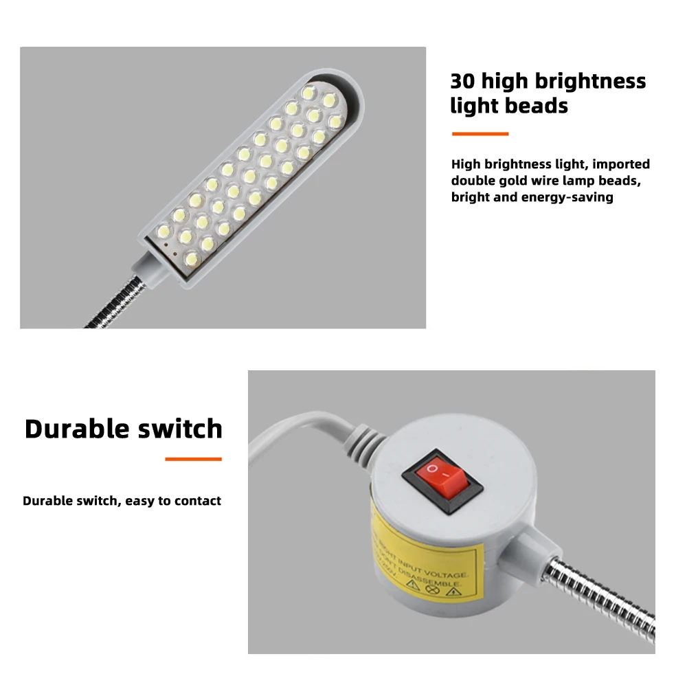 30 LED Work Light Desktop Magnetic Base Light Sewing Machine Light with Magnet Industrial Light for Drilling Machine Workbench thumbnail 4