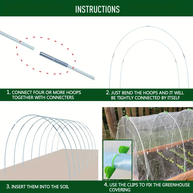 25pcs Garden Hoops For DIY Grow Tunnel Rust-Proof Fiberglass Support Frame Greenhouse Hoops For Raised Beds, Garden FabricNettin thumbnail 4