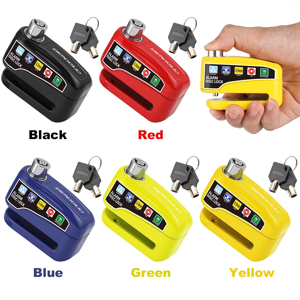 Motorcycle Bicycle Lock Alarm Protection Padlock Waterproof Brakelock with Keys Safety Anti-Theft Scooter Wheel Disc Brake Locks thumbnail 3